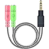 MillSO オーディオ変換ケーブル 3極メスx2-4極オス ヘッドホン+マイク用変換アダプタケーブル 4極 変換 ステレオミニプラグ 分配ケーブル パソコン用ヘッドセット PS4 Xbox one タブレット スマホ等対応 20cm