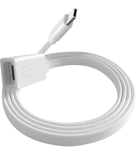 30ft USB-C Extension Cable For Ring Pan-Tilt Indoor Camera (2024) - Flat White Power Cord With Clips