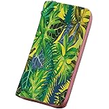 植物 个性 財布 レディース 長財布 熱帯環境のエキゾチックな葉を描いた植物をテーマにした図面ハワイアンバイブ装飾的 カード納 取り出しやすい 小銭入れ ラウンドファスナー 多色