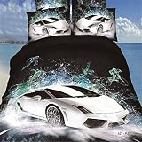 500TC 3D Oil Cars Bedding Sets 4PC,(1PC Duvet Cover,1PC Bed Sheet,2PC PillowCase ),100% Cotton King 