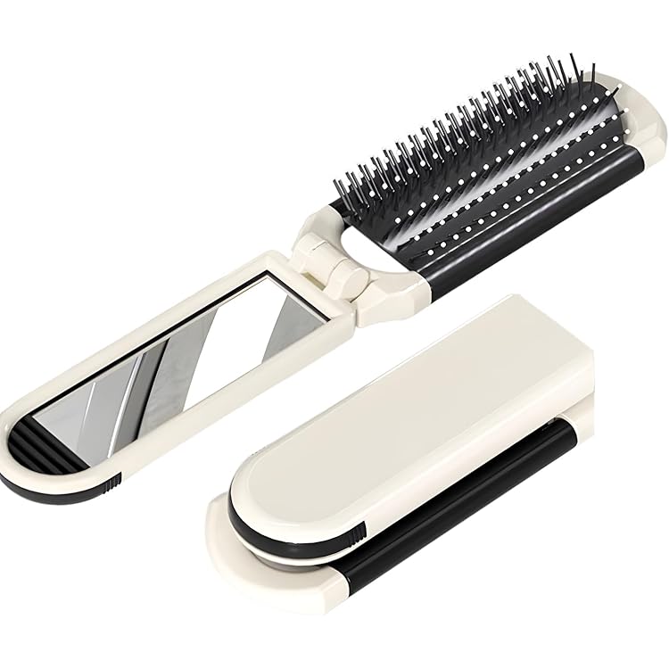 Amazon | SAMZO 4本 鏡付き 折りたたみヘアブラシ ミラー付き