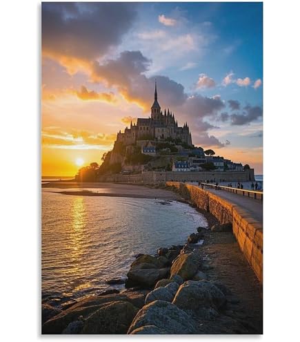 Amazon.co.jp: 世界遺産 モンサンミシェル 修道院 ポスター Mont Saint