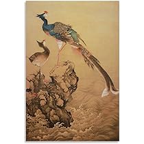 Amazon.co.jp: 伊藤若冲 绘画（孔雀 鳳凰 図）ポスター アート