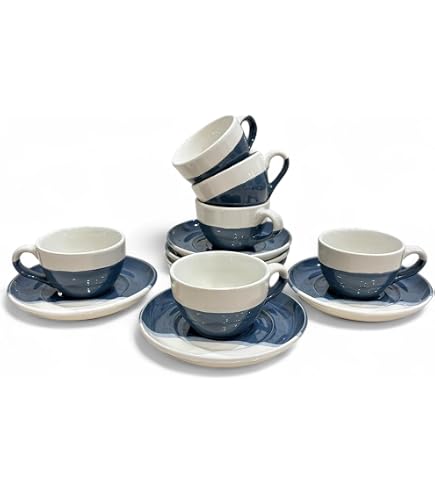 Vintage Blue Coffee Cups Vancasso 8 Oz Espresso Cups & Saucers Set Of 6 ...
