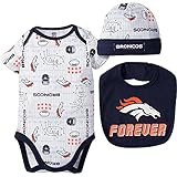 Denver Broncos 3 Pieceボディスーツよだれかけ帽子セットサイズ3 – 6ヶ月チームロゴクリーパー