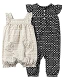 カーターズ（Carter's）女の子用エスニックゴールドx黒花柄ロンパース2枚セット (9months(67-72cm))