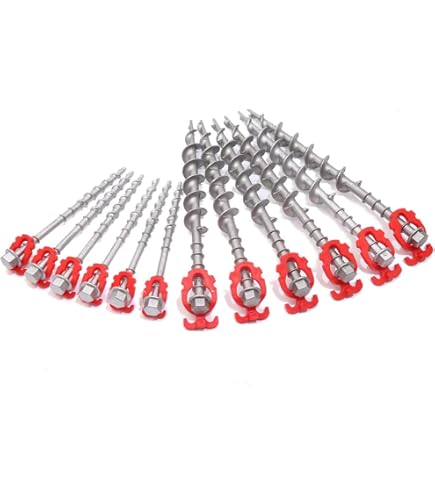 JaGely 20 Pcs 12 Inch Screw In Tent Stakes Heavy Duty Ground Anchors Metal Threaded Tent Spikes Camping Stake Screw In Tent Pegs Screw With Hex Head Driver For Camping Travel Decor Outdoor Black - View #8