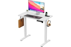JYLH JOYSEEKER Small Standing Table, 35" ×20" Electric White Standing Desk, Height Adjustable Compact Sit Stand Workstation w