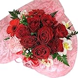 Hanadokoroかんも屋特製 バラ8本と季節のお花 フラワーアレンジメント フラワーギフト 選べるラッピング roses with basket for birthday and annivers