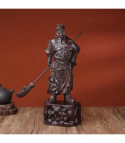 Amazon.co.jp: 小葉黄楊木 木彫り 仏像 三国志 置物 関羽像 青龍偃月刀