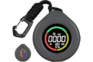 MOES 一酸化炭素チェッカー 検知器CO濃度/湿度/温度 一酸化炭素チェッカー キャンプ用 Type-C急速充電 携帯用 高精度 キャンプ用 車中泊 アラーム 小型0-1000PPM グレー