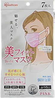 アイリスオーヤマ 美フィットマスク ふつう 7枚 個包装 ピンク PK-FBF7MP