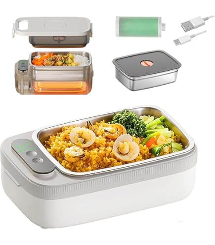 Amazon｜【Biizhe】 電気加熱弁当箱 USB 充電式 ワイヤレス ポータブル