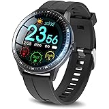 【2021最新版Bluetooth5.2技術 & 2種ベルト付き】 スマートウォッチ 活動量計 24種類運動モード IP68防水 歩数計 ビジネス運動両用 超長い待機時間 音楽再生&明度調整&天気予報 座りがち注意 目覚まし時計 消費カロリー カスタ