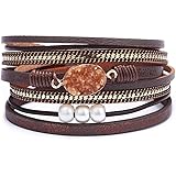 Boho Wrap Leather Crystal Beaded Bracelet Layering Stack Bracelet Bohemian Charm Bracelet