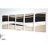 ファブリックパネル アリス WAVE MODERN 40×22×2.5cm 5枚セット 幾何学 ウェーブ 茶系 モダンインテリア パネル 【同梱可】