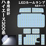 ハイエース 200系 LED ルームランプ トヨタ 200系ハイエース レジアスエース200系 4型/5型/6型 スーパーGL 専用設計 ホワイト室内灯 爆光 カスタムパーツ ルームランプセット 取付簡単 全8点 (ハイエース/レジアスエース200系 用)