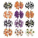 Liebeye ハロウィン子供赤ちゃんヘアクリップフィッシュテール字型ちょう結びグログランリボン髪の毛ガールズヘアアクセサリーヘアピン12個/セット