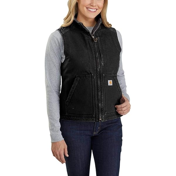 Amazon | Carhartt Men's 104277 Washed Duck Mock Neck Vest - Sherpa