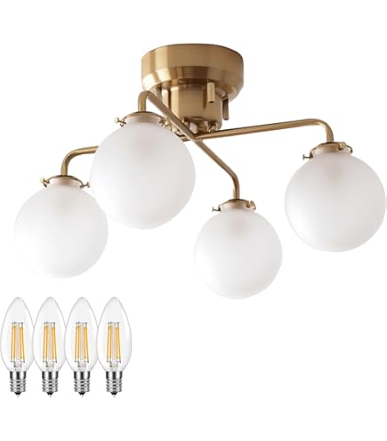 Amazon.co.jp: VENTOTA シーリングライト ゴールドフレーム ガラス 4灯