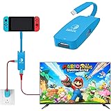多機能 Nintendo Switch/Switch OLED用 ドック switch 変換アダプター HDMI 変換アダプター Type-c充電器【HDMI/TYPE-C/USB 3.0三つ接続端子搭載】 (ネオンブルー)