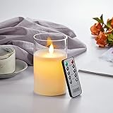 AnnTec LEDキャンドルライト ロウソク 本物の炎のようにゆらめく 暖色光 火を使わない ゆらゆら揺れる 安全 省エネ 専用リモコン付き 明るさ調整 LEDロウソク 電池式 LEDキャンドル（直径7.5cm×高さ12.5cm）