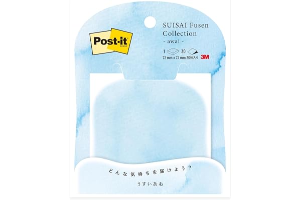 3M ポストイット 付箋 かわいい SUISAI Fusen Collection awai うすいあお 72×72mm 654-KM4