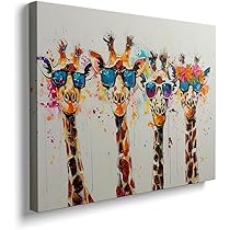 Amazon.co.jp: XBUMHOAL カラフルなキリン キャンバス ウォール