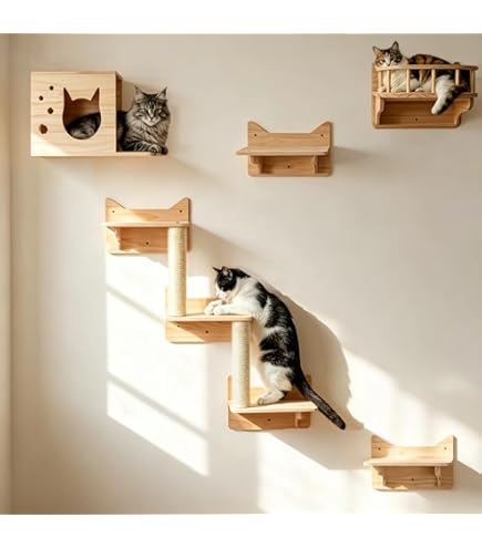 Amazon.co.jp: 無印 良品 壁に付けられる家具猫用ステップ オーク材