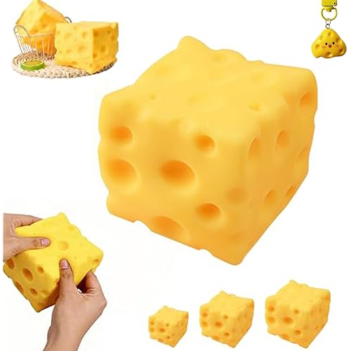 Giant 4.7'' Cheese Squishy, Jumbo Cheese Block Squishy, Slow Rising Cheese Squeeze for Stress Relief, Cute Sensory Fidget for