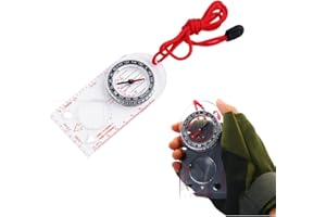 ideastore コンパス 方位磁石 方位磁針 小型 アウトドア 登山 多機能 ルーペ スケール付き