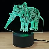 テーブルランプ3D創造性光るゾウLEDナイトライトベッドルームベッドサイドランプホリデーギフト,Green