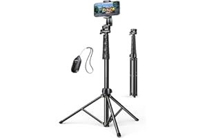 UGREEN 67" Cell Phone Selfie Stick Tripod with Bluetooth Remote Travel Lightweight Stand for Selfies, Live Streaming, Video Conference, Compatible with All Smartphones, GO Pro, Digital Camera