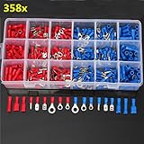 ILS - EC09 358 pieces Insulated Electrical Wire Terminals Crimp Connector Butt Spade Kit