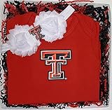 テキサスTechレッドRaiders Baby Onesie And Shabby弓ヘッドバンドギフトセット