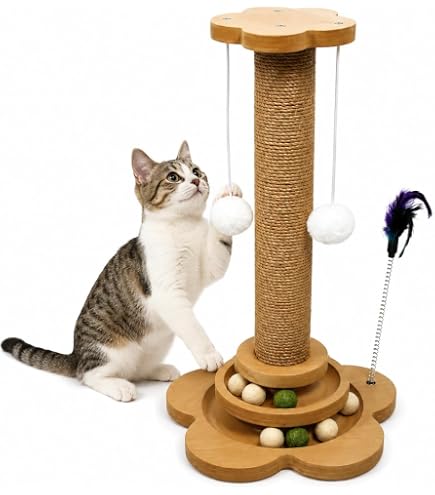Amazon | [FALIKA]猫用 爪とぎ ポール 木製 キャットタワー 据え置き型