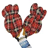スノーカバー 足カバー 中綿入り フットカバー 雪よけ キッズ ベビー チェック柄 M レッド