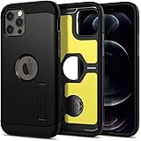 Spigen iPhone12Pro ケース iPhone12 ケース 耐衝撃 米軍MIL規格取得 スタンド付き 衝撃吸収 三層構造 スマホスタンド カメラ保護 傷防止 衝撃吸収 タフ・アーマー ACS01710 (ブラック)