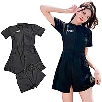 Amazon | [VmanKu] 水着 ワンピース 半袖ラッシュガード 2点セット水着