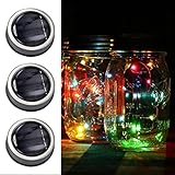 Pawaca イルミネーションライト ストリングスライト ガラスソーラーライト Mason Jar メイソンジャー 20 LED ライト ソーラー充電可能 ライブ応援グッズ 装飾用 インテリア クリス