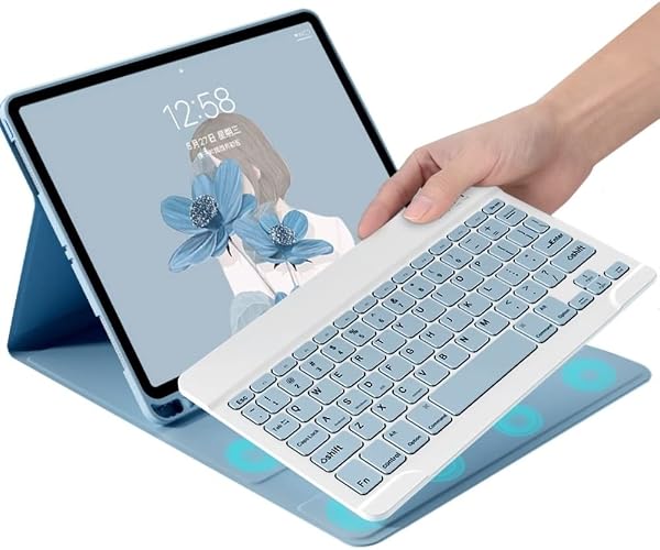 iPad 11th Generation 11 Inch (A16, 2025) Keyboard Case 2022 iPad 10th Generation 10.9 Inch Keyboard Candy Color with Pen Holder iPad Cover Detachable Women Popular Colorful Cute Ladies (Mist Blue) - 1