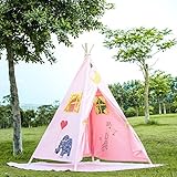 BATTOP Kids Teepee Tent with Play Mat-Embroidery Elephant-Two Windows Pink [並行輸入品]
