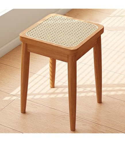 Amazon.co.jp: Erinotto スツール ラタン 四角 ラタンスツール 木製