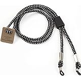 Dellepico グラスストラップ 偏光グラス メガネストラップ メガネバンド メガネホルダー 眼鏡ストラップ サングラス チェーン 置き忘れ防止 釣り アウトドア スポーツ用 おしゃれ ブラック 40cm