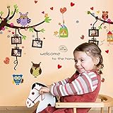 Amaonm Removable Nursery Tree Braches Family Owls Wall Decals Animals Wall Stickers Red Love Heart S