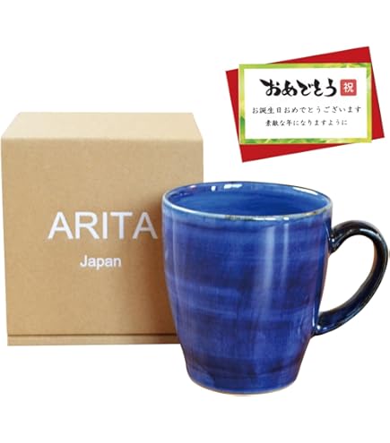 Amazon.co.jp: 常滑焼 マグカップ 憲児陶苑作 白練込み水玉 (ブルー