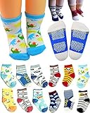 BS? 6 Pairs 12-36 months Unisex Baby Boy Toddler Non-Skid Slip Cozy Soft Crew Boat Socks + Gift bag 