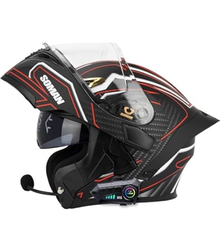 Amazon | Bluetooth オートバイヘルメット、内蔵デュアルスピーカー