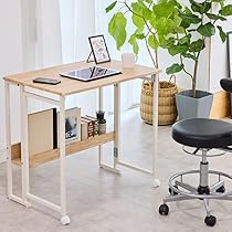 折りたたみデスク　ベージュ Amazon | 折りたたみデスク 【I'm home掲載】幅80 キャスター付き