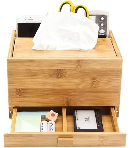Amazon｜LLPO デコラティブ 竹製 ティッシュケース 引き出し付き